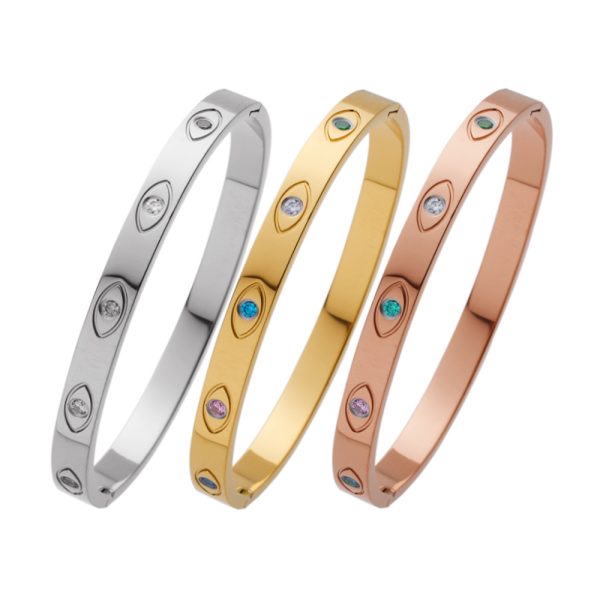 Stainless Steel Evil Eye Bangle 706302126368