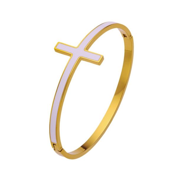 O1CN01KtEqfz25wjUnxppuw_3529117591-0-cib.jpg Stainless Steel Cross Enamel Bangle 800983296908