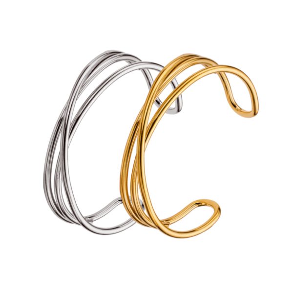 O1CN01LXcXRN25wjY71Di6A_3529117591-0-cib.jpg Stainless Steel Multi Line Cuff Bangle 857765688656