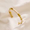 O1CN01MdRePV25wjOsCsxkG_3529117591-0-cib.jpg Stainless Steel Enamel Bamboo Open Bangle 731679401086
