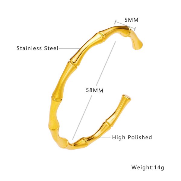 Stainless Steel Bamboo Open Bangle 724780767503