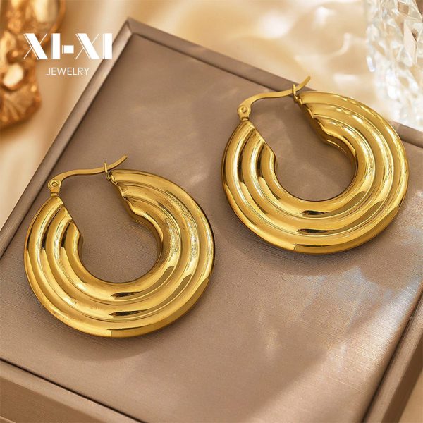 O1CN01N07ap825wjbtECWPp_3529117591-0-cib.jpg Stainless Steel Triple Layer Earrings 761898625006