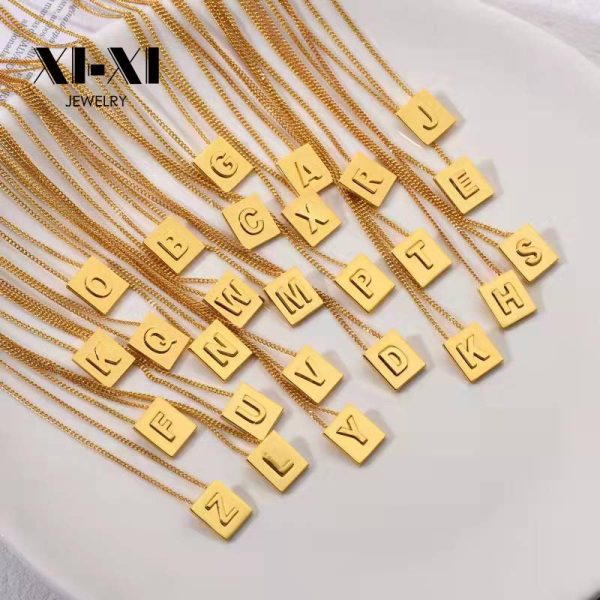 Stainless Steel Initial Letter Necklace 649513390379