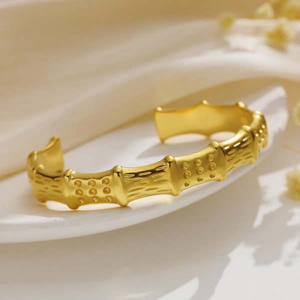 Stainless Steel Bamboo Open Bangle 1050839018998