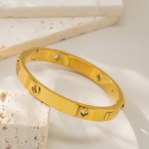 Stainless Steel Hollow Heart Bangle 1049269222338