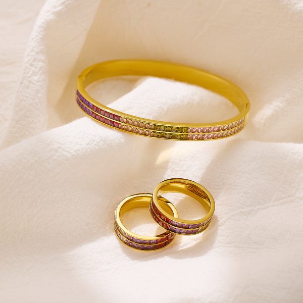 O1CN01OKckXX25wjONUaqeP_3529117591-0-cib.jpg Stainless Steel Zirconia Bangle Ring Set 727195320900