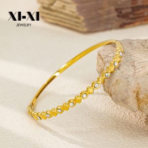 Stainless Steel Clover Zirconia Bangle 959151458189