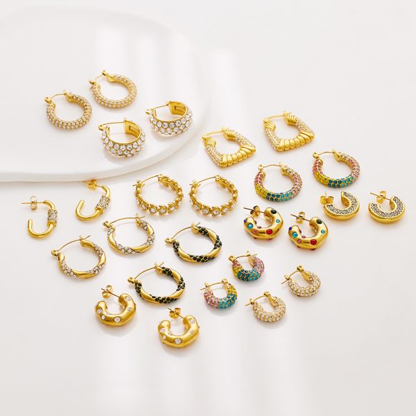 O1CN01PEdXzt25wjd2h7xqm_3529117591-0-cib.jpg Stainless Steel Rhinestone Hoop Earrings 980213319382