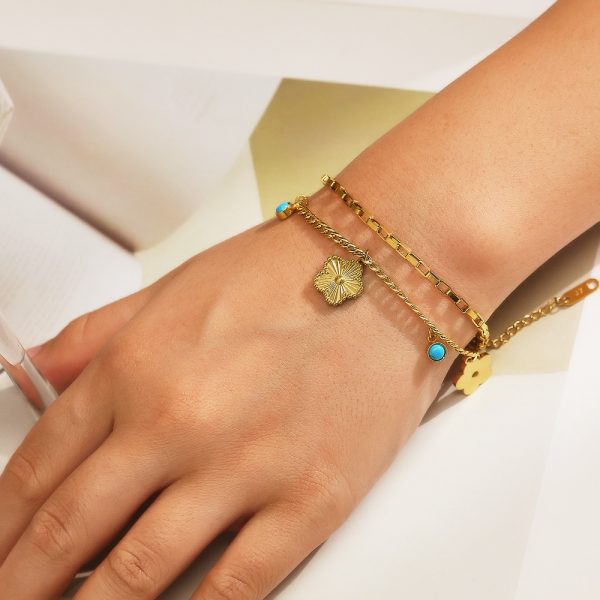 O1CN01PQWCgY25wjd8ywpbi_3529117591-0-cib.jpg Stainless Steel Clover Bracelet 982831326903
