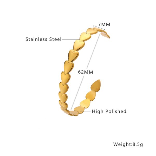 O1CN01PwsbKZ25wjVTTdFuA_3529117591-0-cib.jpg Stainless Steel Heart Cuff Bangle 815686999321