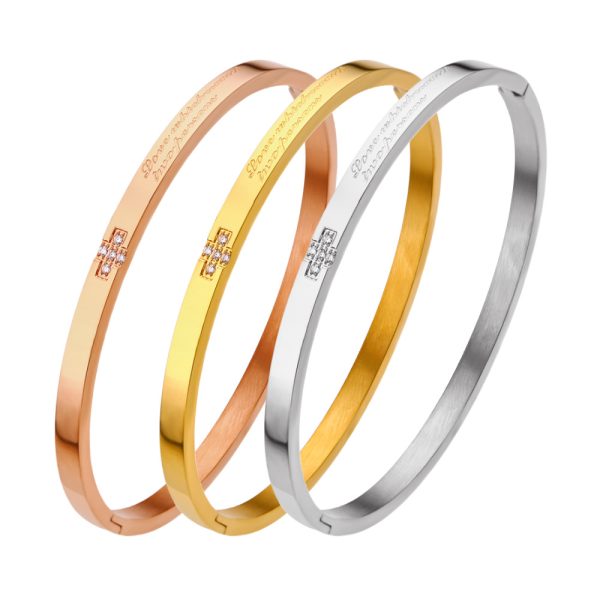 O1CN01PzU0Vd25wjbnYe5N4_3529117591-0-cib.jpg Stainless Steel Cross Rhinestone Bangle 633562234513