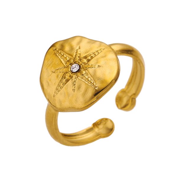 Stainless Steel Star Rhinestone Ring 794390956555
