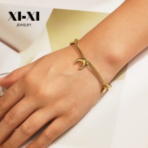 Stainless Steel Moon Charm Bracelet 798181136470