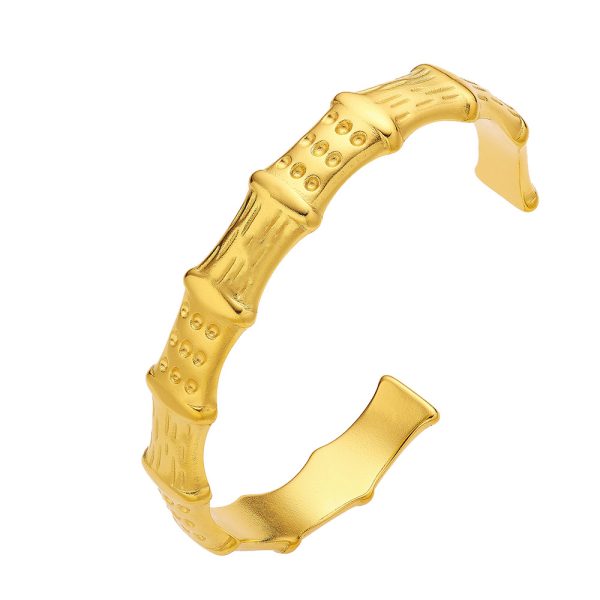 Stainless Steel Bamboo Open Bangle 1050839018998