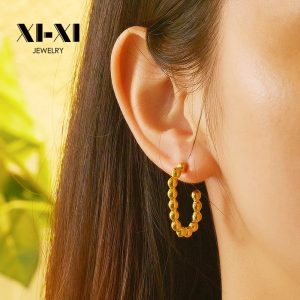 Stainless Steel Pearl Twist Hoop Earrings 724607629620