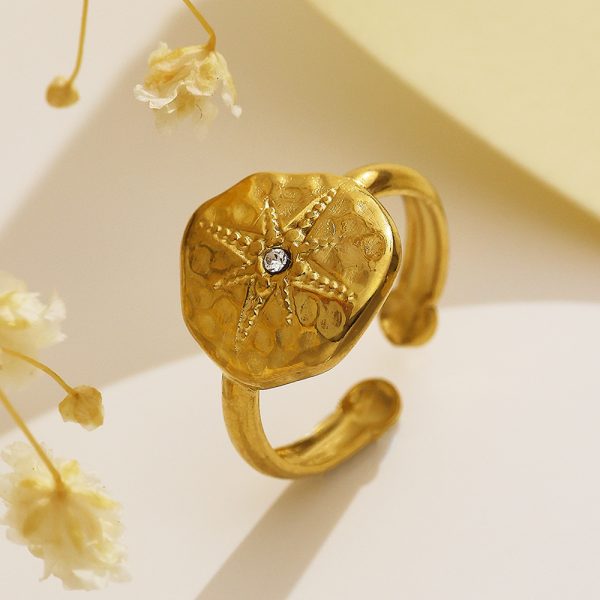 Stainless Steel Star Rhinestone Ring 794390956555