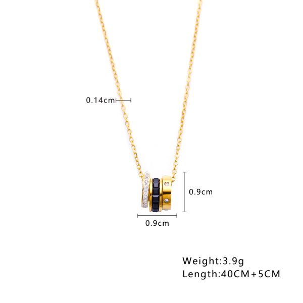 O1CN01SJ6yk925wjUEBD8IR_3529117591-0-cib.jpg Stainless Steel Rhinestone Triple Ring Necklace 788159998027