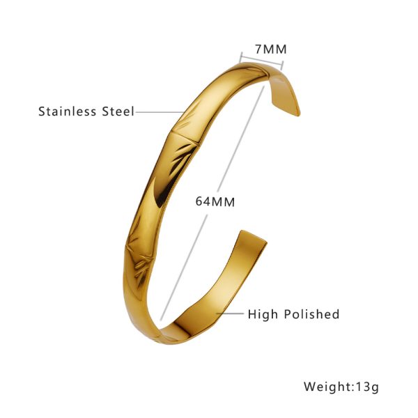O1CN01T3m8t525wjbqzmA23_3529117591-0-cib.jpg Stainless Steel Bamboo Open Bangle 747135353052