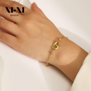 Stainless Steel Rhinestone Snaffle Bracelet 778698906212