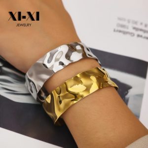 Stainless Steel Hammered Open Bangle 775129818944