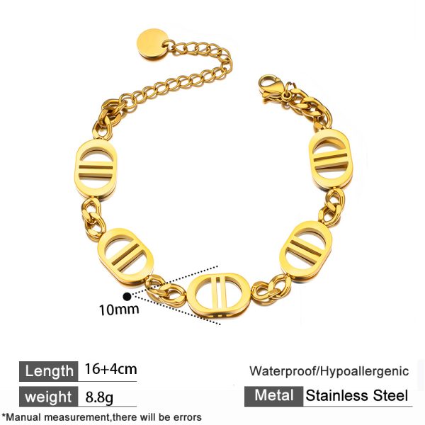 O1CN01UKuETY25wje8COEHG_3529117591-0-cib.jpg Stainless Steel Letter Snaffle Bracelet 1002114410049