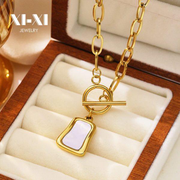 O1CN01UWS4yr25wjbv49Zc4_3529117591-0-cib.jpg Stainless Steel Mother of Pearl Square Pendant Necklace 816497226089