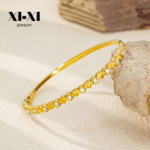 Stainless Steel Zirconia Heart Bangle 958497159610
