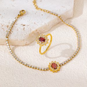 Stainless Steel Zirconia Bracelet Set 1053004320509