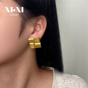 Stainless Steel Bamboo Stud Earrings 871577671161