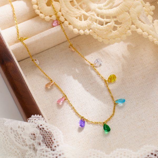 O1CN01W6yZka25wjSQ1eLuC_3529117591-0-cib.jpg Stainless Steel Zirconia Teardrop Necklace 765031725696