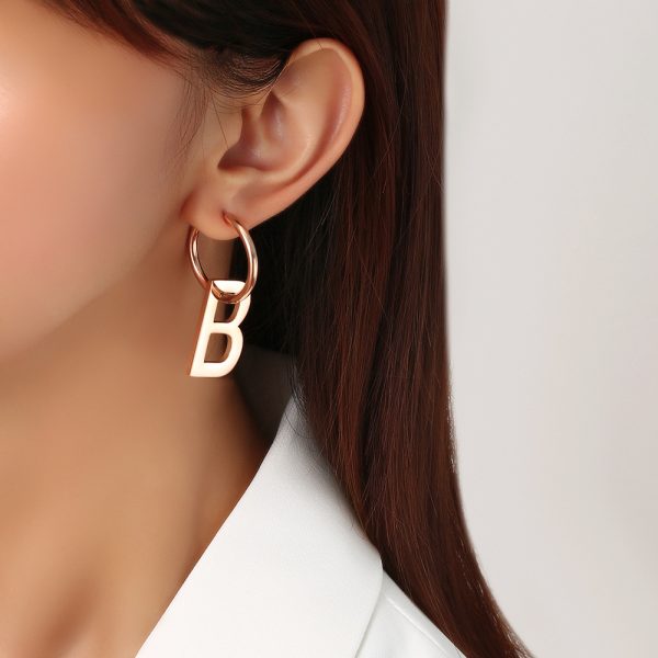 Stainless Steel Letter B Drop Earrings 647795628807
