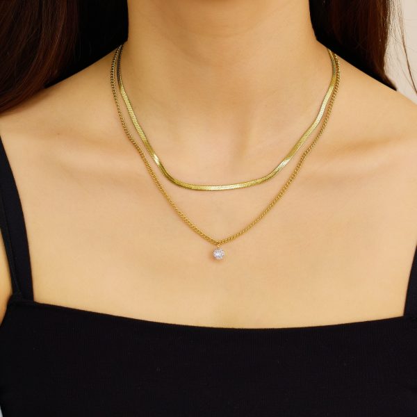 O1CN01XdmQAk25wjRQ6MKCV_3529117591-0-cib.jpg Stainless Steel Zirconia Double Layer Necklace 754852880311