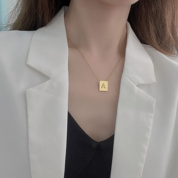 Stainless Steel Initial Letter Necklace 649513390379