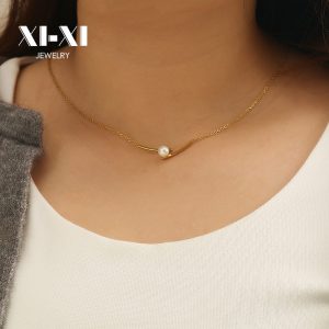 Stainless Steel Pearl Necklace 794374624236