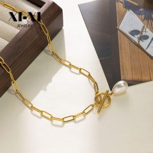 Stainless Steel Pearl Necklace 893399851275
