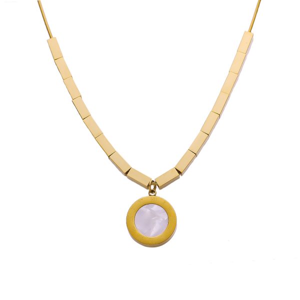 O1CN01ZI8Hew25wjVPEma1e_3529117591-0-cib.jpg Stainless Steel Mother of Pearl Roman Numeral Necklace 816323005979