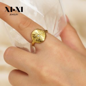 Stainless Steel Star Rhinestone Ring 794390956555