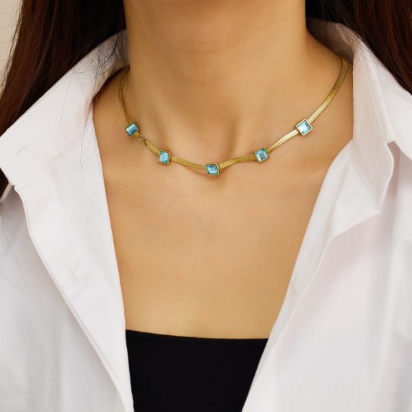 O1CN01ZwJbXY25wjRV1gyJa_3529117591-0-cib.jpg Stainless Steel Zirconia Double Layer Necklace 754852880311