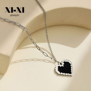 Stainless Steel Mosaic Heart Necklace 824431856952