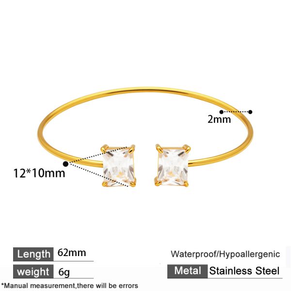 O1CN01akiMZs25wjbbtY3Jb_3529117591-0-cib.jpg Stainless Steel Square Zirconia Bangle 947315466616