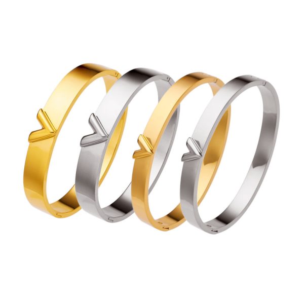 O1CN01aoRjyD25wjd8yi4vD_3529117591-0-cib.jpg Stainless Steel V Letter Bangle 984137688239