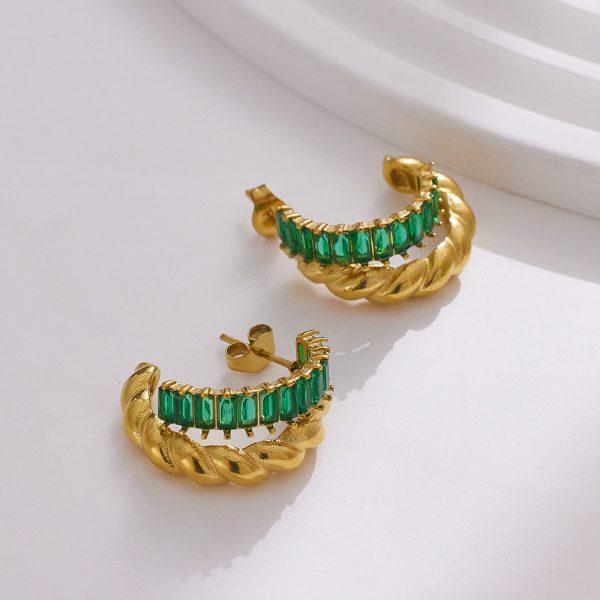 O1CN01bXsNT925wjNnUQIzQ_3529117591-0-cib.jpg Stainless Steel Twist Zirconia Huggie Earrings 725062563128