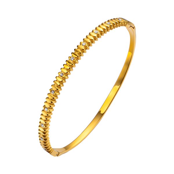 O1CN01cFzJng25wjcJxMwDA_3529117591-0-cib.jpg Stainless Steel Striped Zirconia Bangle 965176924439