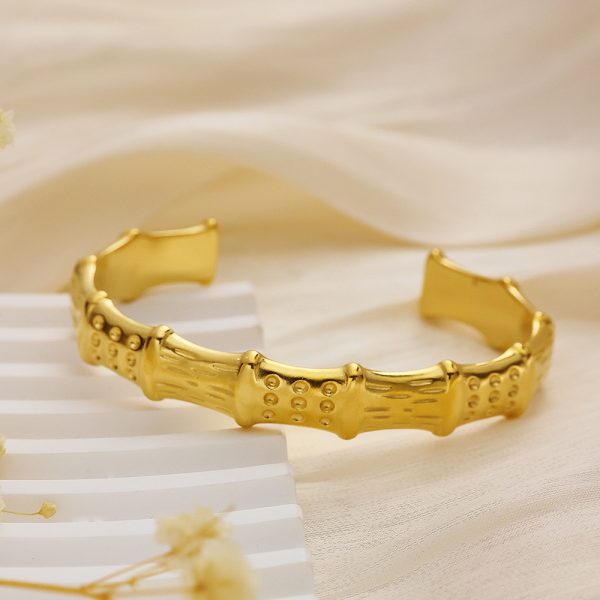 Stainless Steel Bamboo Open Bangle 1050839018998