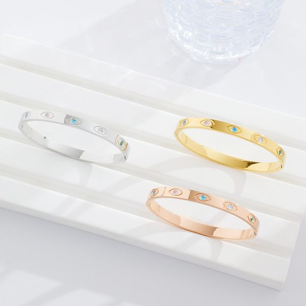 Stainless Steel Evil Eye Bangle 706302126368