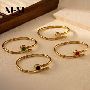 Stainless Steel Open Gem Bangle 895496680146