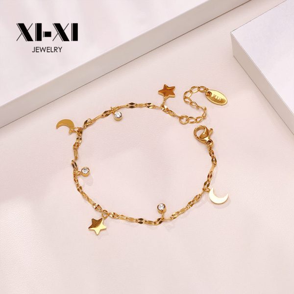 O1CN01d8EB1k25wjbvSe9zK_3529117591-0-cib.jpg Stainless Steel Star Moon Bracelet 647343140240