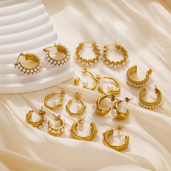 O1CN01dF9o6X25wjNwmLZ4s_3529117591-0-cib.jpg Stainless Steel Pearl Twist Hoop Earrings 724607629620