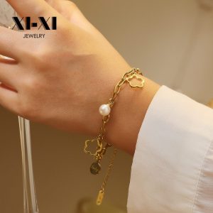 Stainless Steel Pearl Flower Bracelet 798767193233
