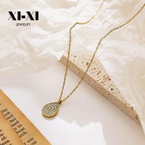 Stainless Steel Rhinestone Racket Necklace 929511468888